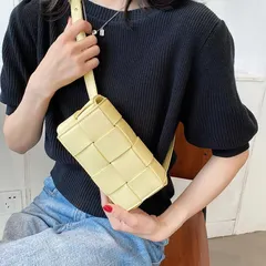 編み込み バッグ ショルダーバッグ レディース PUレザー スクエアバッグ 鞄 斜め掛け クラッチ ミニショルダー 小さめ ポーチ ウエストポーチ ボディバッグ 2way 無地 韓国ファッション キル