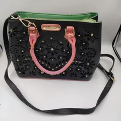 【TAKA42-74】◇ NICOLE LEE ニコール リー ｢USA ハンドバッグ ショルダーバッグ 2Way｣ レディース ブラック&ピンク デザイナー:スージーハン氏