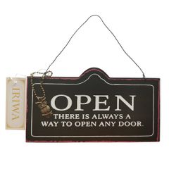 빈티지풍 목제 가게 간판 OPEN 클로즈 CLOSED 양면 앤티크 오픈 매달아 도어 플레이트 칸반 베이지 블랙 이색 IRIWA (블랙)