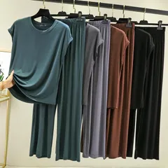 セットアップ レディース 2点セットワイドパンツ ゆったり パジャマ 涼しい 夏 上下セット 部屋着 カジュアル お洒落 着痩せ 新品#oneleaf5927