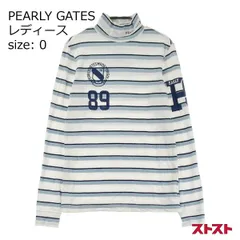 PEARLY GATES パーリーゲイツ ハイネック 長袖Tシャツ ボーダー柄 ホワイト系 0 [240101152636]#