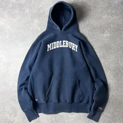 90s USA製 Cotton Exchange カレッジ プリント RWタイプ スウェット フード パーカー XXL / 90年代 アメリカ製 リバース トレーナー ネイビー
