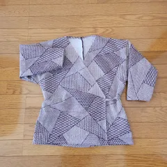 紬の切嵌模様　カシュクールブラウス　着物リメイク