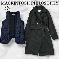 マッキントッシュ フード付き スプリングコート 七分袖 紺 38 薄手