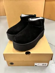 【新品】アグ ムートンブーツ クラシック ウルトラミニ プラットフォーム UGG W CLASSIC ULTRA MINI PLATFORM 1135092  BLACK　レディース ブラック 黒色 厚底 ブーツ