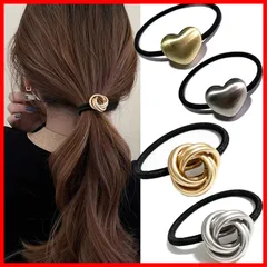 【人気商品】4 本セット ヘアゴム おしゃれ 大人，BetterJonny ヘアゴム 黒 ヘアゴム おしゃれ ヘアゴム かわいい 飾りつきヘアゴム シンプル 輪ゴム 髪飾り 髪ゴム ヘアアクセサリー 韓国風 簡約 上品 小物 お団子 金属 ハート ヘアゴム ビ