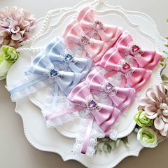 ヘアクリップ ヘアアクセサリー 2個セット 推しカラー 推し事 ヘアアレンジ アイドル 推し活リボン ピンク パープル パステルブルー 参戦アクセ 結婚式 卒業式 入学式 ラッピング