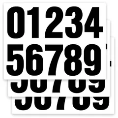 【新着商品】白・黒 大きいサイズ ナンバーシール・文字シール 防水 3枚セット (ブラック ステッカー シール・アルファベット 数字) 数字 winova