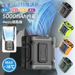 扇風機 腰掛け扇風機　腰掛けファン 冷風機 携帯扇風機 100段階風量 瞬間冷却 LEDライト付き モバイル充電可能 ベルトファン 5000mAh大容量バッテリー 最大20時間連続稼働 静音設計 熱中症対策対応 アウトドア工事/屋外作業/旅行用