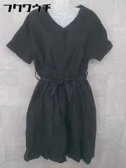 ◇ ◎ merlot メルロー リボン付き 半袖 ロング シャツ ワンピース ブラック レディース 【中古】 【1002802268434】のサムネイル