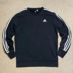 adidas(アディダス) 3本線 パーカー 黒 ロゴ スウェット コットン ブレンド