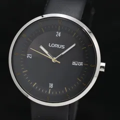 稼働 セイコー ローラス PC32-X168 デイト QZ ブラック文字盤 メンズ腕時計 TKD 2000000 NSK