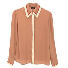 ELISABETTA FRANCHI エリザベッタ フランキ コントラストエッジ ブラウスシャツ  ピンク系 40