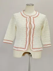 シビラ Sybilla 刺繍 ニットカーディガン Mサイズ ホワイト レディース e_u s_z F-M10433のサムネイル