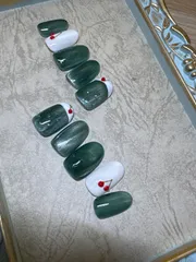 現品　メロンソーダ　ネイル　ハンドメイド　ネイルチップ　夏　さくらんぼ　マグネットネイル