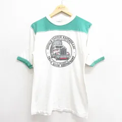 M/古着 半袖 フットボール Tシャツ メンズ 80s トラック ツートンカラー 白 ホワイト 25jun24 中古