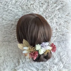 ヘッドドレス 髪飾り＊結婚式 成人式 卒業式 和装 打掛 振袖 袴~シルバーデージー リーフ~パープル 紫 16本