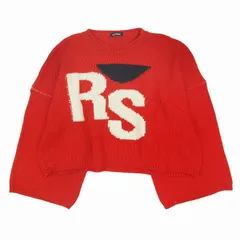 美品 19AW ラフシモンズ RAF SIMONS RSロゴ クロップド ニット セーター プルオーバー トップス オーバーサイズ ポンチョ ウール サイズS 赤 レッド メンズ/3/☆P03のサムネイル