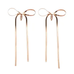 【ピンクゴールド×イヤリング】[Cream dot. クリームドット公式]イヤリング レディース ステンレス製 金属アレルギー つけっぱなし サージカルステンレス リボン ロング アシンメトリー 揺れる 大人