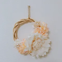 ビッグフラワーのリース【ベージュ×オレンジ】