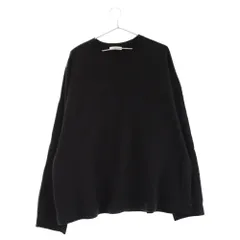 ATON (エイトン) GARMENT DYE OVERSIZED PULLOVER ロゴ刺繍 クルーネックスウェットトレーナー ブラック 7008902のサムネイル