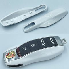 ワイケーショップ ホワイト☆ポルシェ スマートキーカバー☆ キーケース キーホルダー 着せ替えマカン カイエン カレラ 911 ボクスター パナメーラ ykshopk