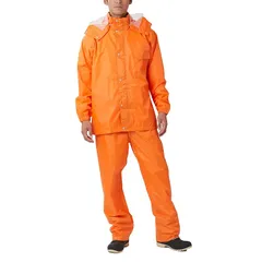 [ウィンターチェリー] レインウェア 上下セット 防水 総裏メッシュ ディフェンドレインスーツ メンズ オレンジ LL