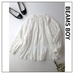 21SS 定価16280円 BEAMS BOY ビームスボーイ カットワーク ロングスリーブ スモック ブラウス ボリューム袖 白 ホワイト (102Y＋3632)26H 白 ホワイト