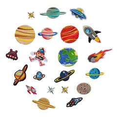 GOODCHI ワッペン 刺繍 アイロン 貼り付けまたは縫い付け 宇宙大集合 男の子 女の子 男女兼用 星球ワッペン 宇宙船 人気セット 補修パッチ ワッペン 着脱式 21枚セット