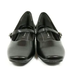 【パンプス 黒 ストラップ付 21.0～24.5㎝ ヒール3.5㎝】オフィスパンプス　リクルートパンプス　通勤　冠婚葬祭　お受験 フォーマル ブラックフォーマル (p005d)