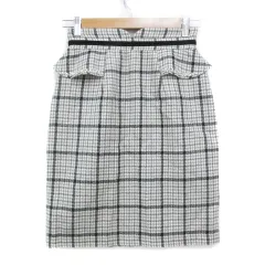 ミッシュマッシュ MISCH MASCH タイトスカート ひざ丈 ウール ビジュー ビーズ スリット 千鳥格子柄 チェック柄 36 白 グレー ホワイト /FF59