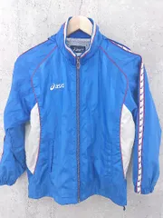 ◇ ASICS アシックス キッズ 子供服 ストライプ 長袖 ウィンドブレーカー サイズ130 ブルー メンズ  【1002800902804】