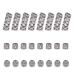 【特価商品】合金 スペーサービーズ チベットスタイル ドレッドロックビーズ アクセサリーパーツ 3種 編み込み ビーズ 約60個/箱 ヘアコイルカフス PandaHall ジュエリー用 ハンドメイド PH 手芸パーツ