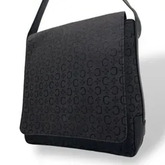 美品 CELINE セリーヌ Cマカダム ショルダーバッグ キャンバス レザー 黒 ブラック シルバー金具 メッセンジャーバッグ オールドセリーヌ メンズ レディース K11