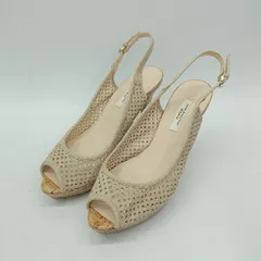 ◇ ⊂ VII XII XXX セブントゥエルブサーティー プラットフォームパンチング パンプス サイズ23.5 ベージュ系 レディース E  【1507030010188】