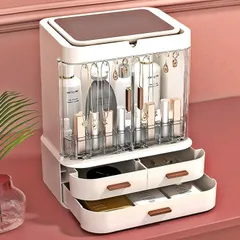 メイクボックス 鏡 化粧品 収納ボックス コスメボックス シンプル 回転鏡 化粧品収納 引き出し ジュエリー収納 おしゃれ 大容量 小物入れ  韓国のサムネイル