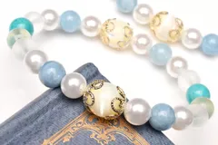 【アクアマリン×パール】癒し・幸運のブレスレット 当店オリジナルブレスレット パワーストーン 天然石 _A1128