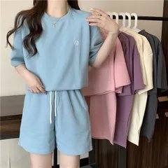 セットアップ レディース 半袖 ルームウェア パジャマ 上下セット 寝巻 部屋着 Tシャツ ショートパンツ ヨガ スポーツ ゆったり OztF904