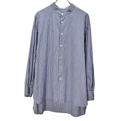 CASEY CASEY 22SS LIGNIERE SHIRT RACCOURCI HOMME NATURAL NAVY ストライプバンドカラーシャツ ケイシーケイシーのサムネイル