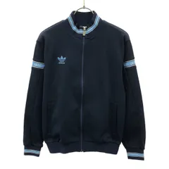 adidas アディダス 80s デサント製 ヴィンテージ トレフォイルロゴ 長袖 トラックジャケット 160 ネイビー系 ADJ-803 トレーニング ジャージ キッズ 古着