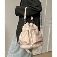 春 夏ショルダーバッグ 巾着デザイン バケツ型2
