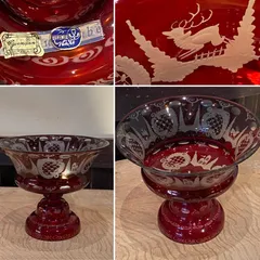 No.27 送料無料　ボヘミアンガラス　切子　トナカイ　コンポート　BOHEMIA