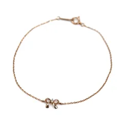 canal4℃ カナルヨンドシー K10PG ピンクゴールド リボン ブレスレット ダイヤモンド 0.5g 16.5cm レディース 中古