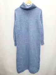 ◇ NATURAL BEAUTY BASIC ウール混 長袖 膝下丈 ワンピース サイズM ブルー レディース P  【1407260039273】