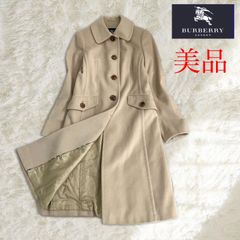 【美品】クリーニング済☆バーバリーロンドン　日本製アンゴラコート　ベージュ　38