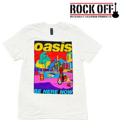 ロックオフ Tシャツ 半袖 オアシス ROCK OFF Oasis BE HERE NOW ホワイト プリントTシャツ バックプリント