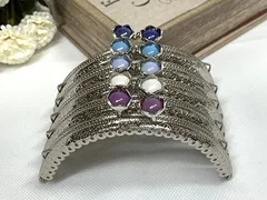 and.A がま口 口金 10.5ｃｍ アクリルパールビーズ 5色セット ゴールド シルバー 丸型 縫付 ハンドメイド リメイク( シルバーｘ5色セットＢ)