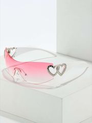 Women's Eye Accessories, 1-Piece Plastic Frameless Heart-Shaped Fashion Decorative Sunglasses for Summer Beach, Outdoors, and Travel