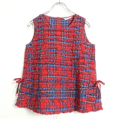 PINK HOUSE - 【美品】ピンクハウス★フリルいっぱい♪ノースリーブブラウス 赤系 キュートなチェック柄♪リボンも♪z13262 PINK HOUSE - 【美品】ピンクハウス☆フリルいっぱい