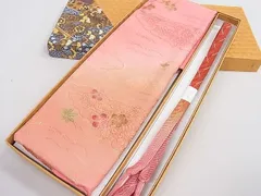 平和屋2□和装小物 帯締め・帯揚げセット 雲取り花文 金彩 逸品 未使用 ...